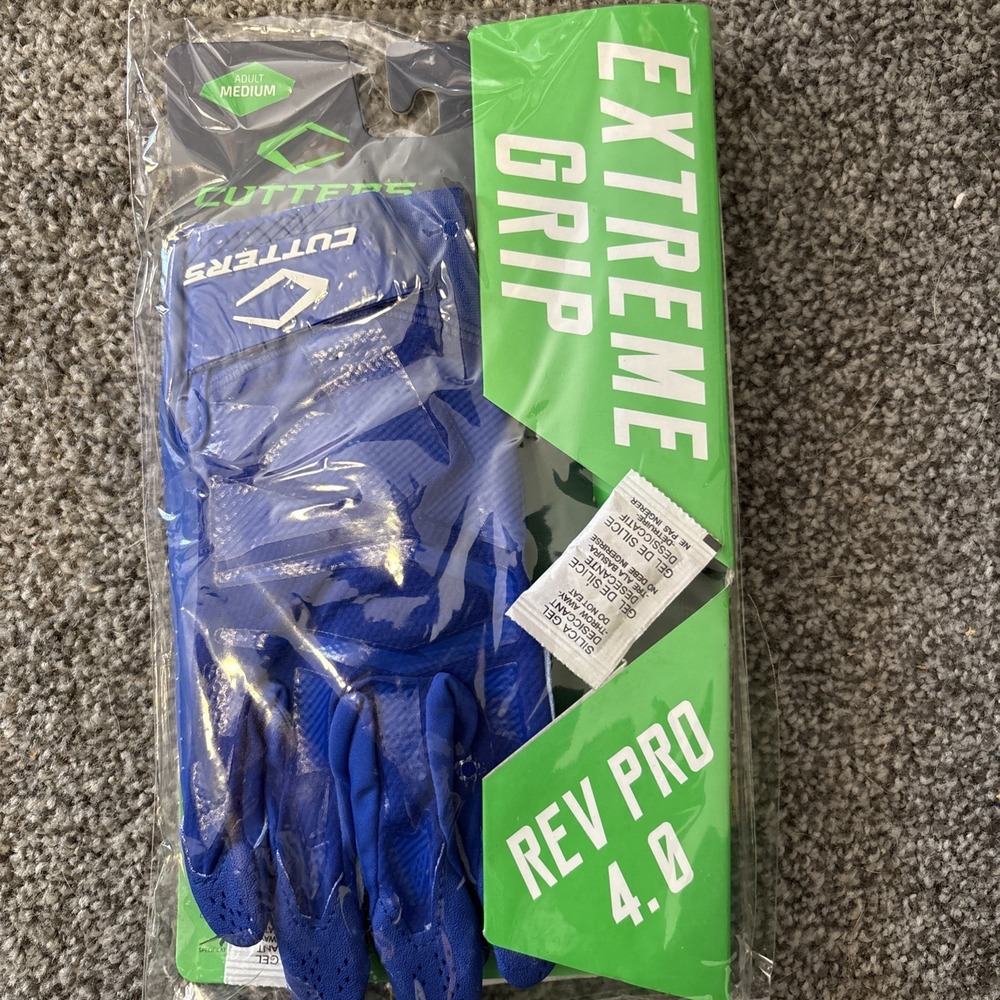 Cutters Rev Pro 4.0 Football Receiver Gloves Solid Royal Blue Adult Medium S600‎